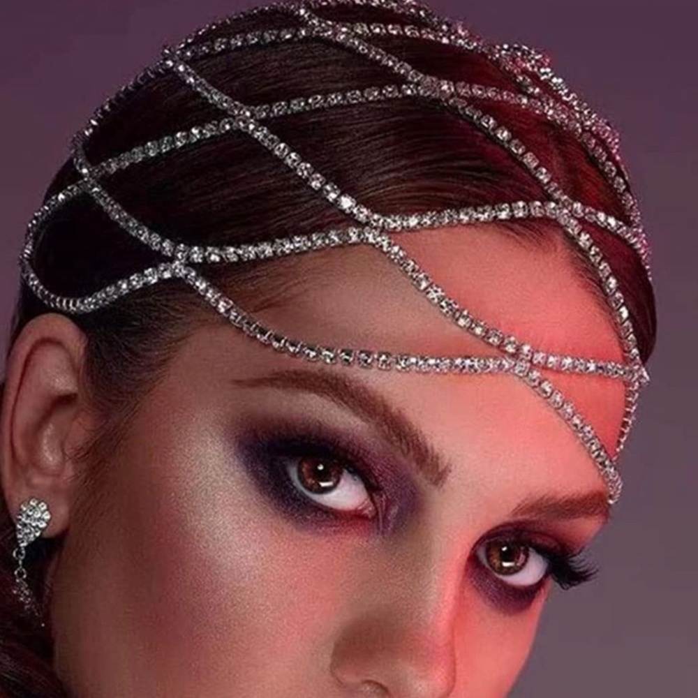 FDESIGNER RHINESTONE HEADPIECE Cap vintage crystal wedding flapper hair jewelry